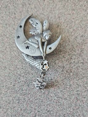 Silver Fairy Moon Pin - Women's Jewelry